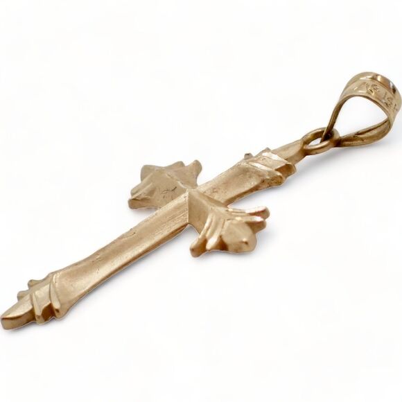 14k Yellow Gold Signed Fine Diamond Cut Cross Michael Anthony Pendant .86 grams - Picture 16 of 16